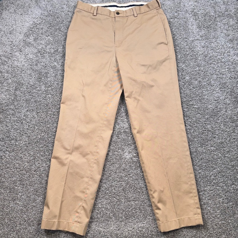 Brooks Brothers Clark Advantage Chino Mens Flat Front Khaki Tan 32x30 EXCELLENT